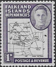 Falkland Islands Dependencies 1946 Map SG G2a Gap in 80th Parallel Fine Mint