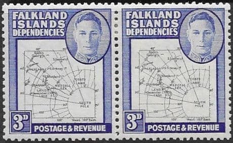 Falkland Islands Dependencies 1946 Map SG G4a Gap in 80th Parallel Pair with one Normal Fine Mint