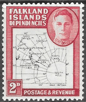 Falkland Islands Dependencies 1946 Thin Map  SG 11 Fine Mint