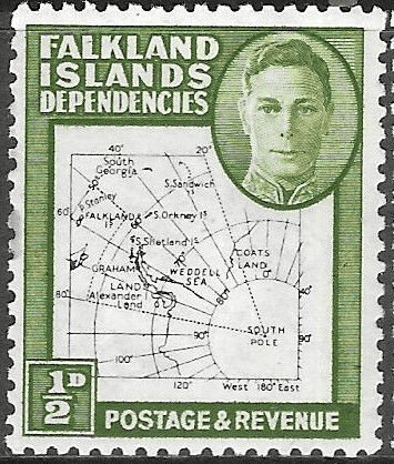 Falkland Islands Dependencies 1946 Thin Map SG 9 Fine Mint