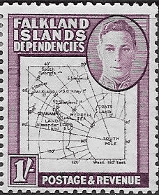 Falkland Islands Dependencies 1946 Thin Map SG G14 Fine Mint