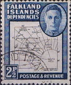 Falkland Islands Dependencies 1948 Thin Map SG G 11b Fine Used