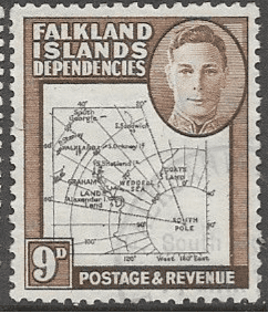 Falkland Islands Dependencies 1948 Thin Map SG G 15 Fine Used