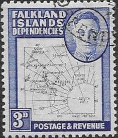 Falkland Islands Dependencies 1948 Thin Map SG G12 Fine Used