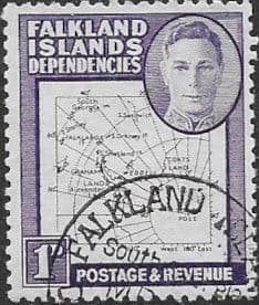 Falkland Islands Dependencies 1948 Thin Map SG10 Fine Used