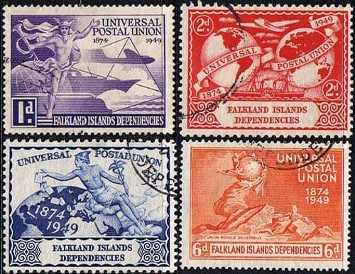 Falkland Islands Dependencies 1949 Universal Postal Union Set Fine Used