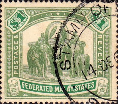 Federated Malay States 1904 SG 48 Elephants Used