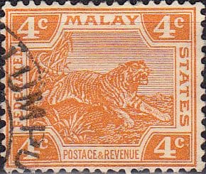 Federated Malay States 1922 Tiger SG 60 Fine Used