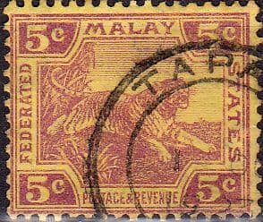 Federated Malay States 1922 Tiger SG 61 Fine Used