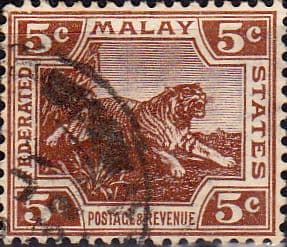 Federated Malay States 1922 Tiger SG 62 Fine Used