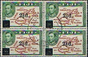 Fiji 1941 SG 267 Map of Islands Overprint Block of 4 Fine Used