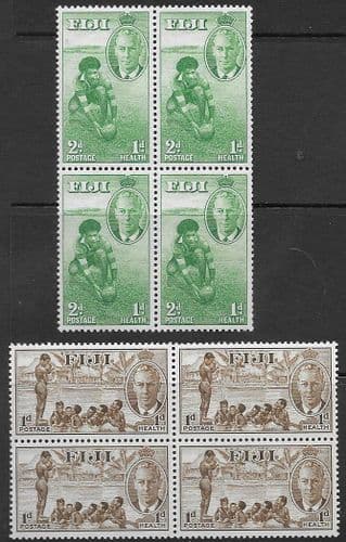 Fiji 1951 Health Stamps Set Fine Mint Blocks of 4