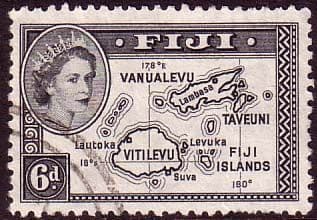 Fiji 1954 SG 287 Map Fine Used