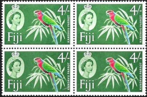 Fiji 1962 SG 321 Kandavu Parrot Fine Mint Block of 4