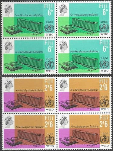 Fiji 1966 World Health Organisation Set in Block of 4 Fine Mint