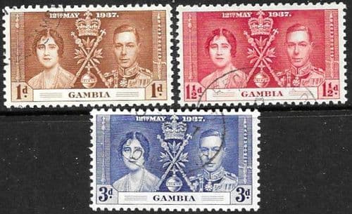 Gambia 1937 King George VI Coronation Set Fine Used