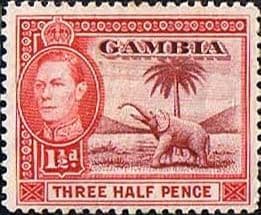 Gambia 1938 King George VI Elephant SG 152b Fine Mint