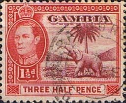 Gambia 1938 King George VI Elephant SG 152b Fine Used