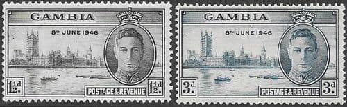 Gambia 1946 King George VI Victory Set Fine Mint
