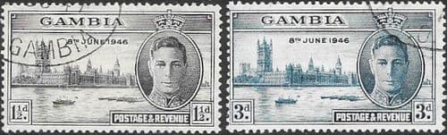 Gambia 1946 King George VI Victory Set Fine Used