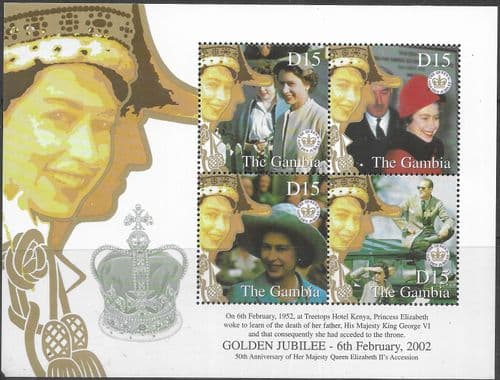 Gambia 2002 Golden Jubilee Miniature Sheet Fine Mint