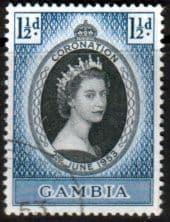 Gambia Queen Elizabeth II 1953 Coronation Fine Used