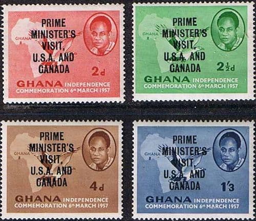 Ghana 1958 Prime Ministers Visit to the USA and Canada Overprint Set Fine Mint