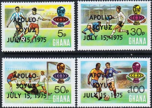 Ghana 1975 Footbalers Overprinted APOLLO SOYUZ Set Fine Mint
