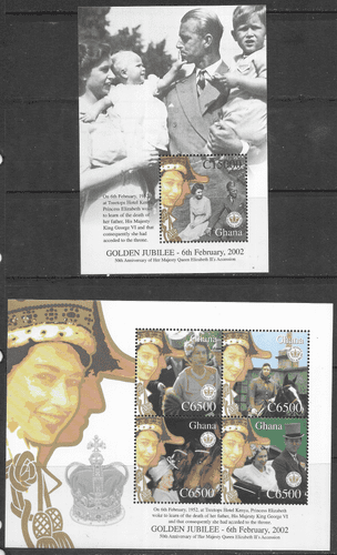 Ghana 2002 Golden Jubilee Miniature Sheets Fine Mint