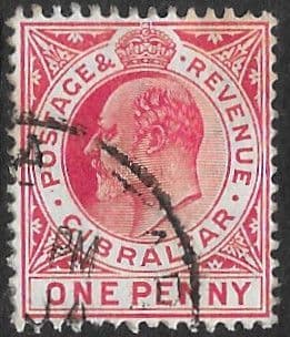 Gibraltar 1907 King Edward VII Head SG 67 Fine Used