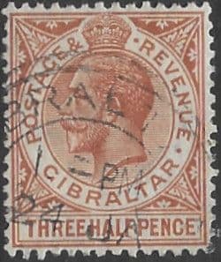 Gibraltar 1921 King George V Head SG 91a Fine Used