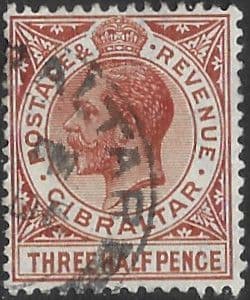 Gibraltar 1921 SG 91 King Geeorge V Head Fine Used