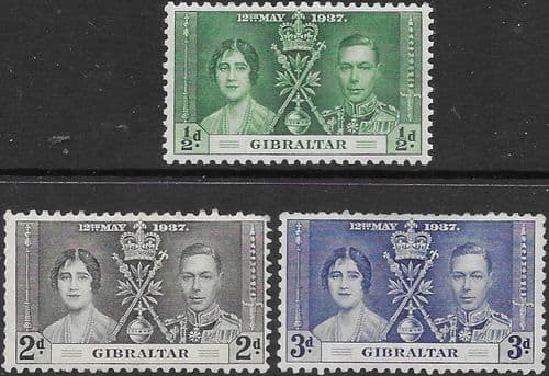 Gibraltar 1937 King George VI Coronation Set Fine Mint