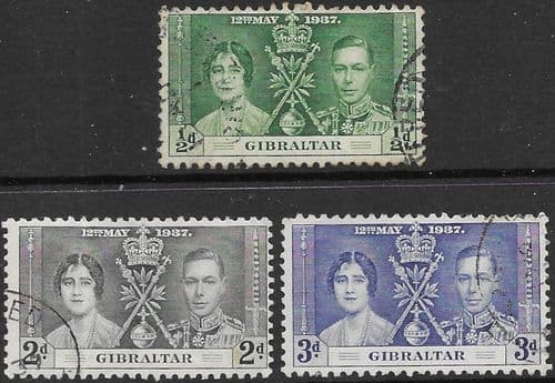 Gibraltar 1937 King George VI Coronation Set Fine Used