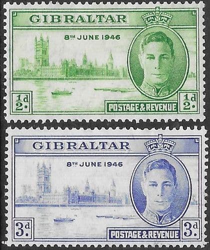 Gibraltar 1946 King George VI Victory Set Fine Mint