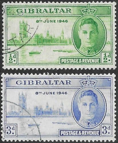 Gibraltar 1946 King George VI Victory Set Fine Used