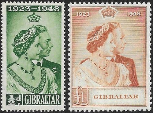Gibraltar 1948 King George VI Royal Silver Wedding Set Fine Mint