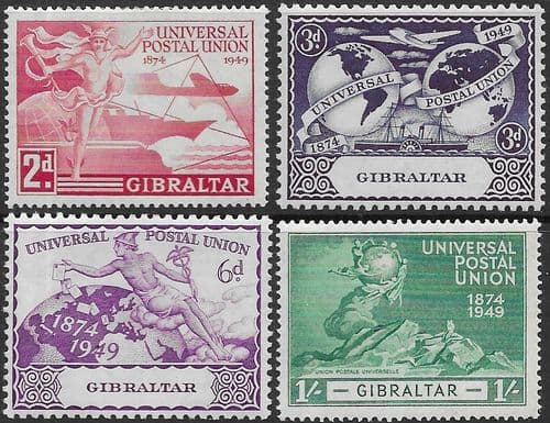 Gibraltar 1949 Universal Postal Union Set Fine Mint