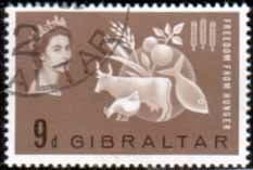 Gibraltar 1963 Freedom From Hunger Fine Used