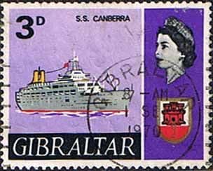 Gibraltar 1967 Ships SG 204 SS Canberra Fine Used