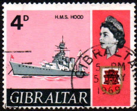 Gibraltar 1967 Ships SG 205 HMS Hood Fine Used