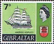 Gibraltar 1967 Ships SG 207 Amerigo Vespucci Fine Mint