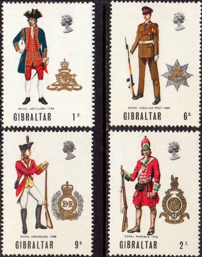 Gibraltar 1969 Military Uniforms Set Fine Mint