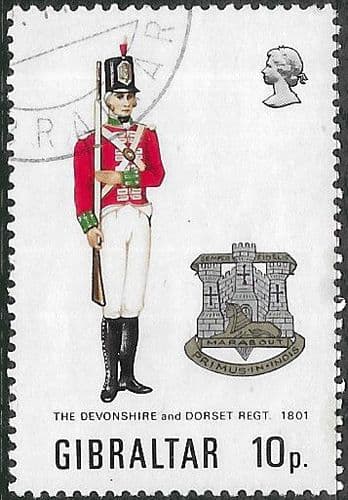 Gibraltar 1971 Military Uniforms SG 293 Fine Usedd