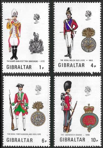 Gibraltar 1973 Military Uniforms (5th series) Set Fine Mint