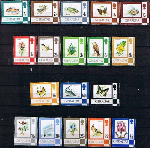Gibraltar 1977 Birds, Flowers, Fish and Butterflies Set Fine Mint