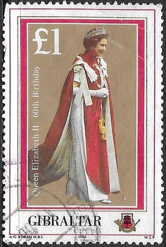 Gibraltar 1986 Queen Elizabeth 60th Birthday SG 540 Fine Used