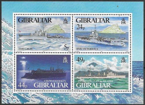 Gibraltar 1995 Second World War Warships Miniature Sheet Fine Mint