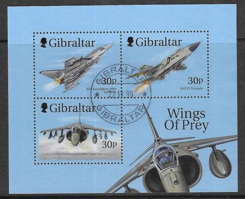 Gibraltar 1999 Wings of Prey Set Miniature Sheets SG MS 889a Fine Used