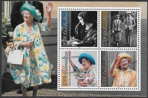 Gibraltar 2000 Queen Elizabeth the Queen Mother's 100th Birthday Miniature Sheet Fine Mint